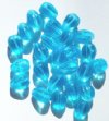 25 11x9mm Transparent Aqua Grooved Drop Beads